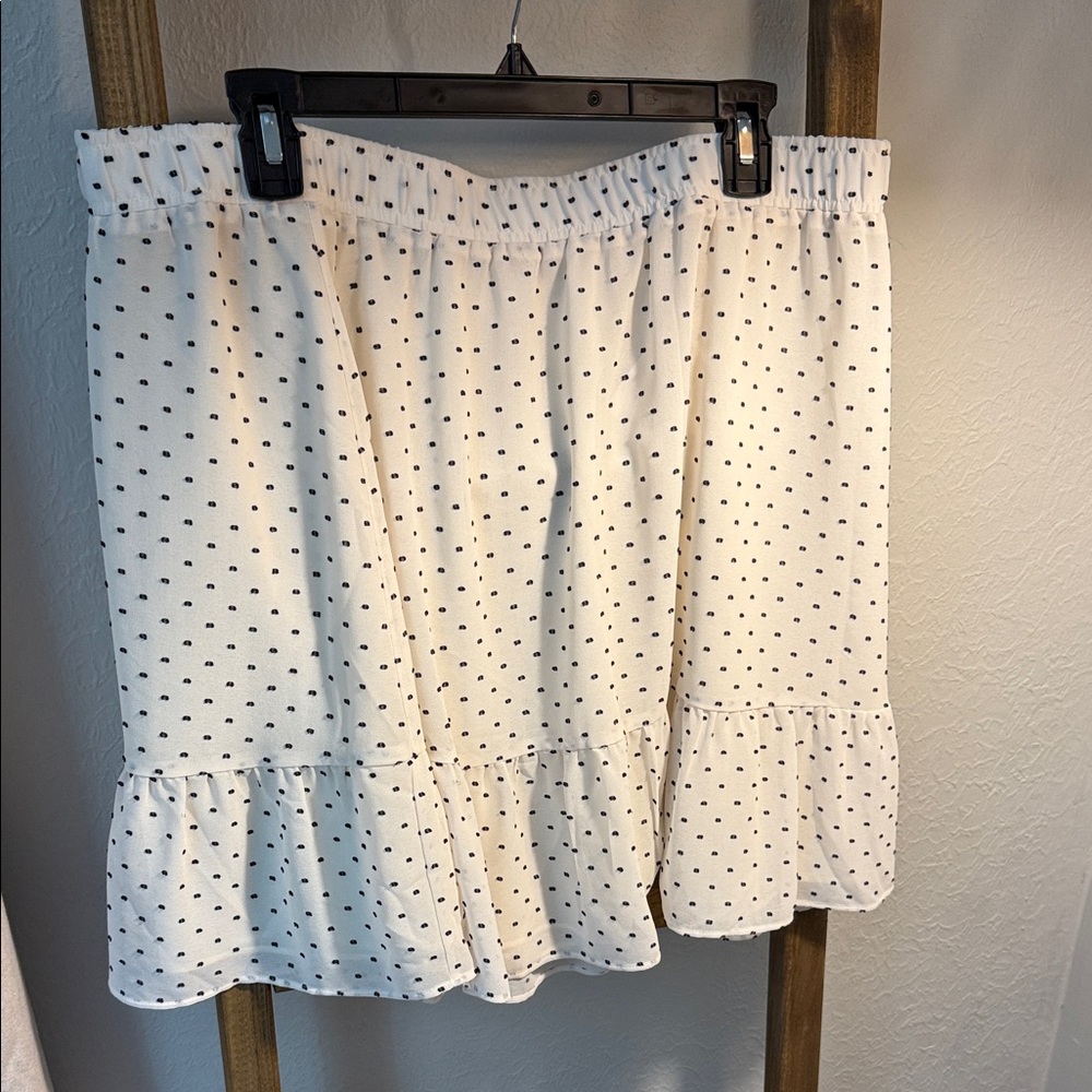 LOFT White and Black Polka Dot Mini Skirt